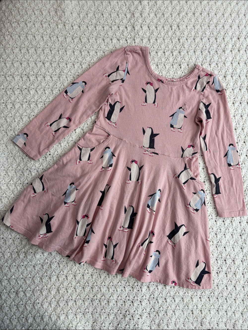 Baby GAP Girls Brannan’s Favorites Pink Penguin Print Long-Sleeve Dress 5 Years!